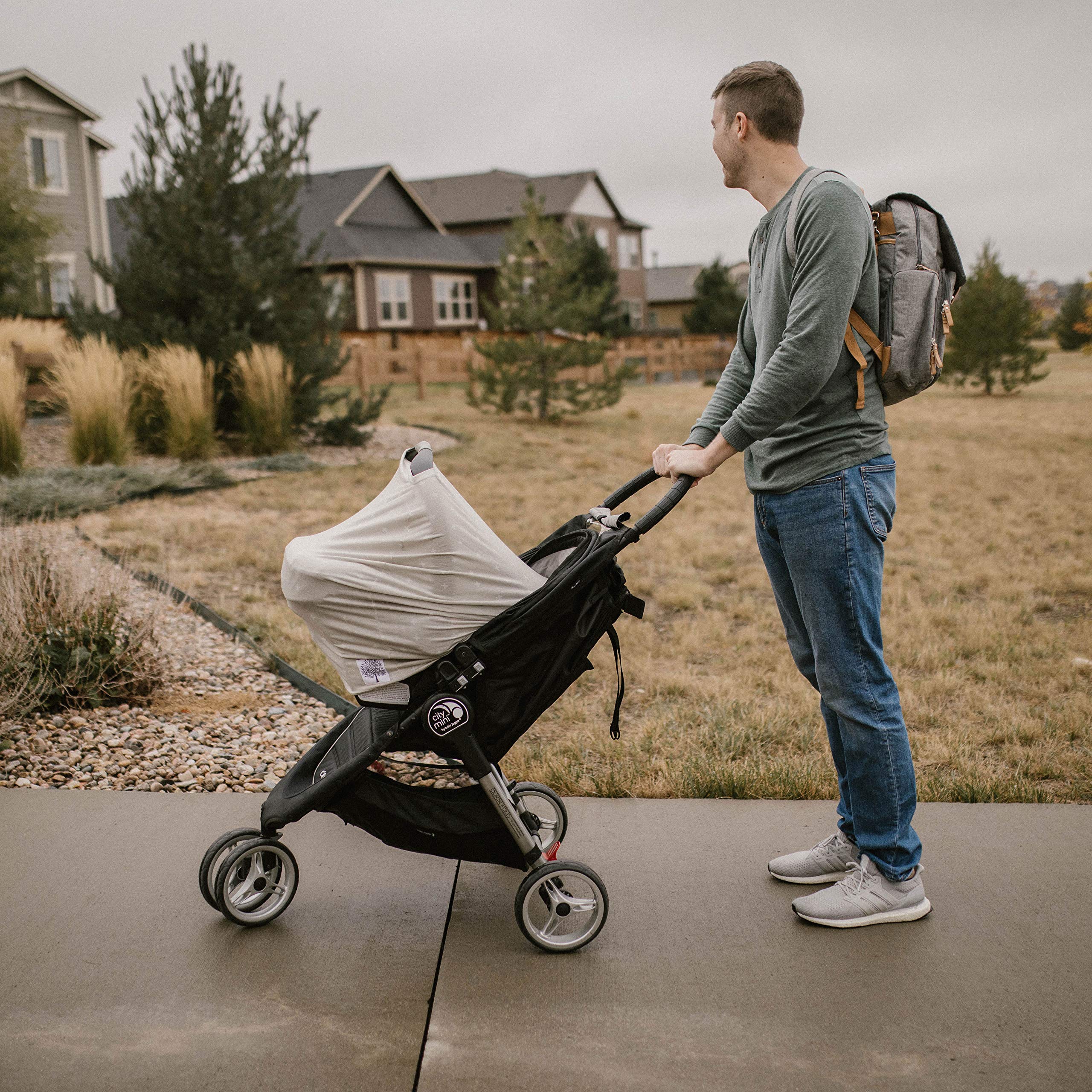 Parker Baby Pokrowiec na fotel samochodowy 4 w 1, dla dziewcząt i chłopców, rozciągliwy baldachim na fotel samochodowy, pokrowiec na wózek spożywczy, pokrowiec na wysokie krzesło - "sosna"