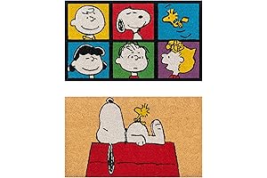 Gertmenian Peanuts Coir Mat (2-Pack): Snoopy House Front Door Mats