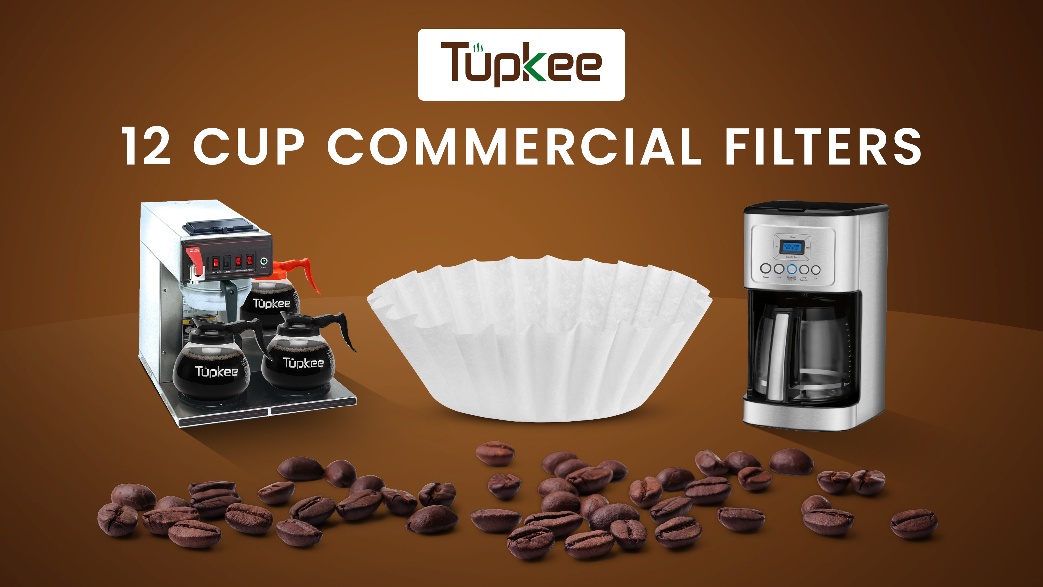 Amazon.com: Tupkee 12-Cup Large Coffee Filters - 9.75 x 4.25 - 500 Count  - Tall Walled to Prevent Ground Overflow - Compatible with Bunn 12 Cup  Commercial Coffee Maker & Large Home
