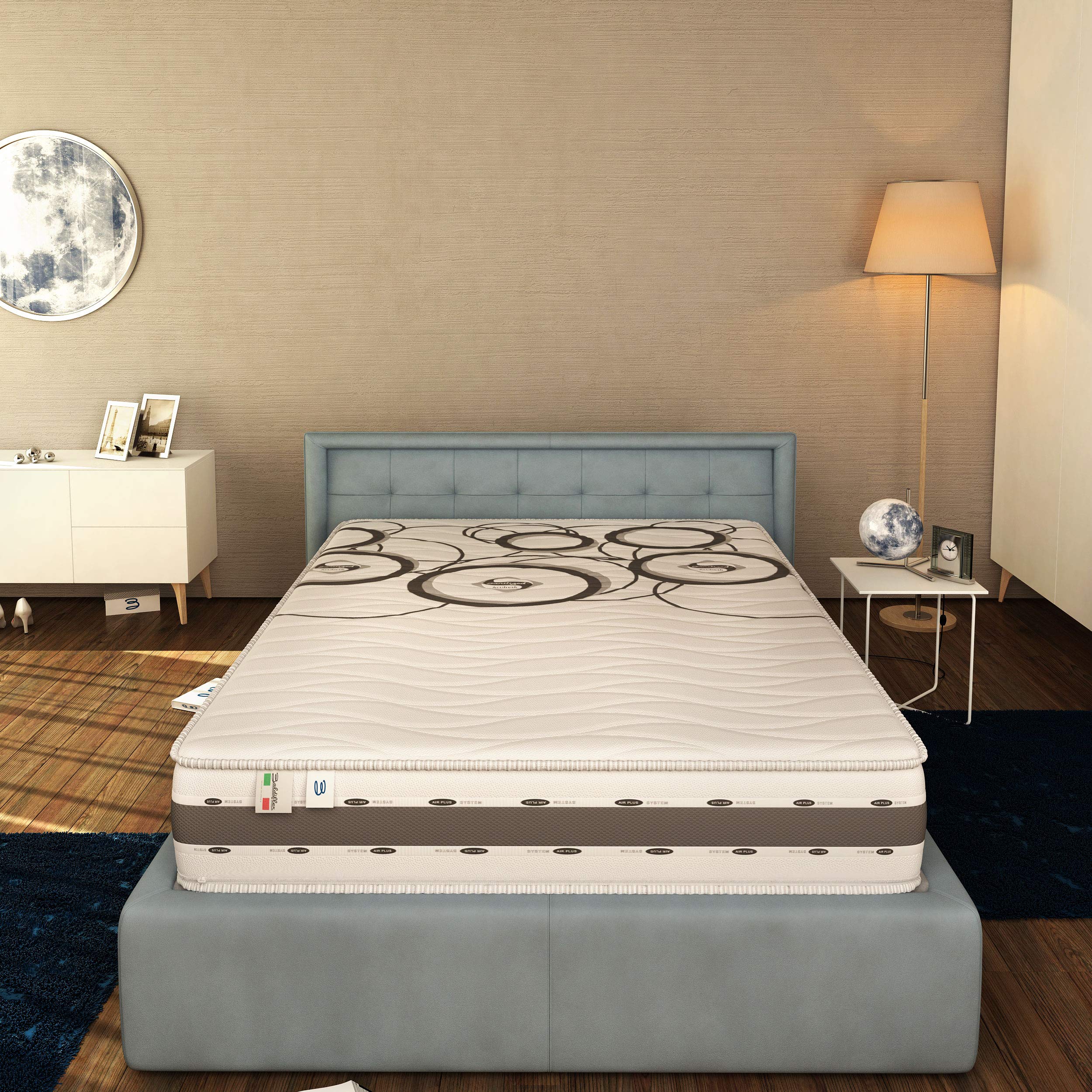 Baldiflex Emporio Materasso Memory Matrimoniale Notti d’Argento 160x200 Alto 20 cm con Rivestimento Trapuntato Certificato Sanitized - Fascia Traspirante 3D