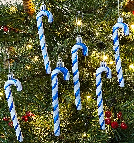 Miniatura 2 de Christmas Concepts Paquete de decoraciones para árbol de Navidad con purpurina de 6 a 5.1 in (azul real y blanco)