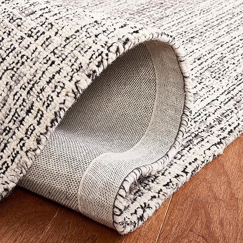 Miniatura 7 de Safavieh Abstract Collection ABT483Z - Alfombra de lana hecha a mano de 9 x 12 pies color negro y gris