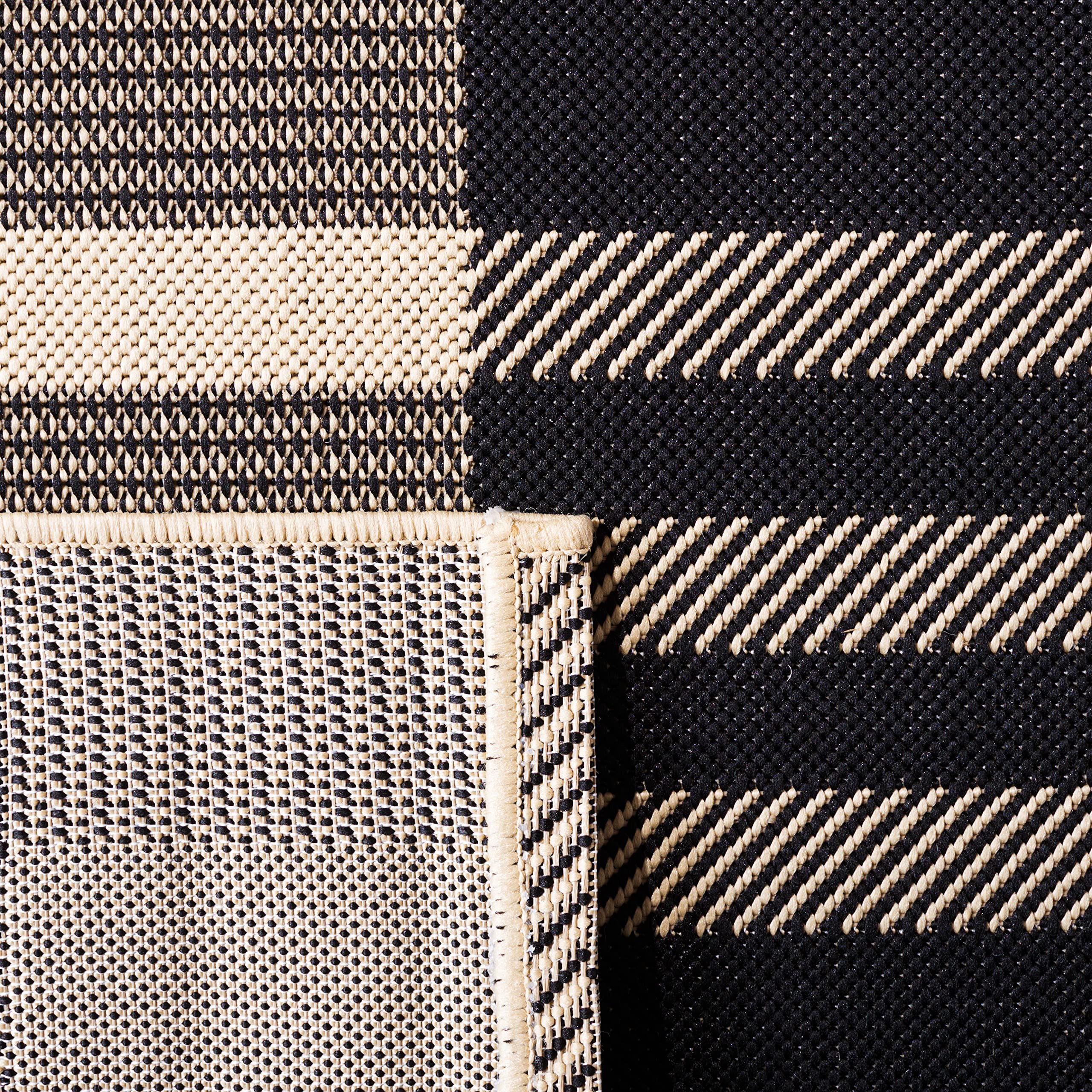 Safavieh Contemporary Rug for Living Room Dining Room, Bedroom - Courtyard Collection, Short Pile, in Black and Bone, 75 x 120 cm - Image 2