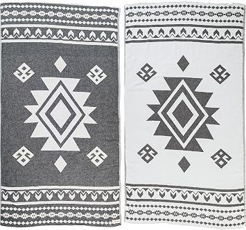 Bersuse 100% Cotton Uxmal Turkish Towel Beach Towel Bath Towel Dual Layer Peshtemal Beach Blanket Beach Essentials - 37x70 Inches, Black