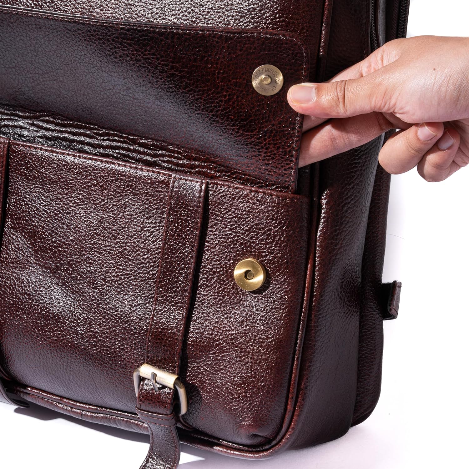 15.6" Luxury Black Leather Laptop Backpack for Men & Women. Leather Bag for Professional Use in Office & Business - Image 5