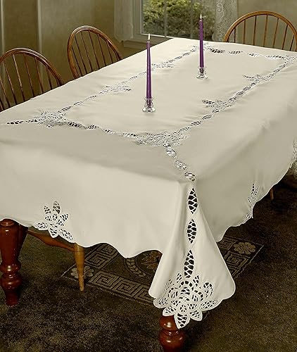 Miniatura 2 de Violet Linen Betenburg - Mantel con diseño de encaje, color beige, 52 x 70 pulgadas, rectangular, rectangular