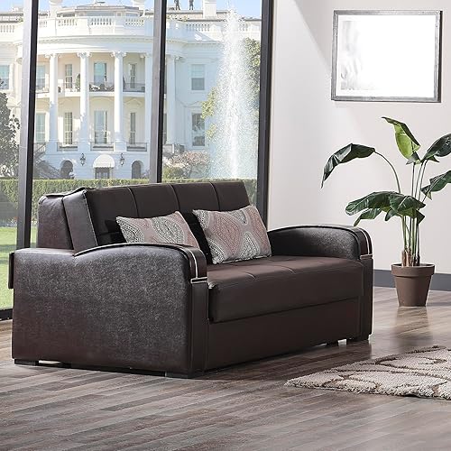 Miniatura 2 de Sweethome Stores - Sofá biplaza extraíble de 66 pulgadas con almacenamiento, firme, piel sintética, gorra de 450 libras, cama, futón para sala de