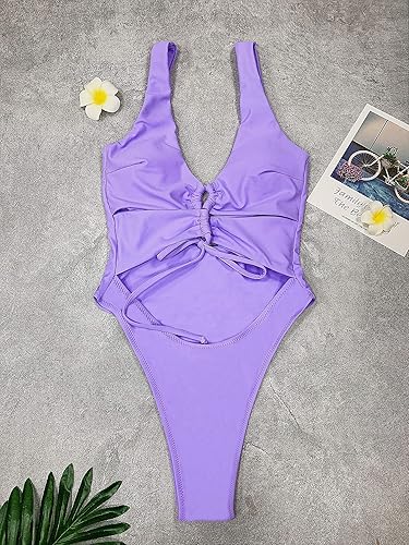 Vista 2 de CHYRII - Traje de baño sexy de una pieza con recortes, encaje, espalda descubierta y corte alto monokini para mujer