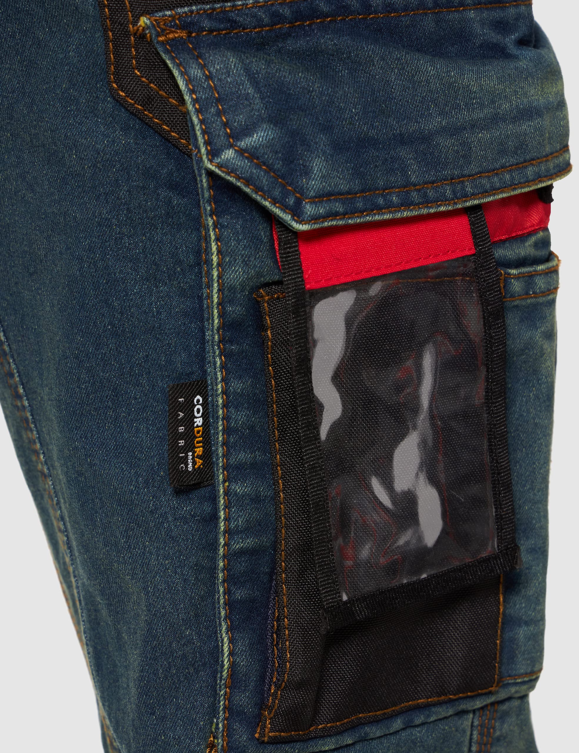 Pantaloni da uomo U-Power Platinum Buttom, jeans cargo multitasche, tasche per ginocchiere, tasca sulla coscia rimovibile, tessuto confortevole, inserto elastico, usura esterna