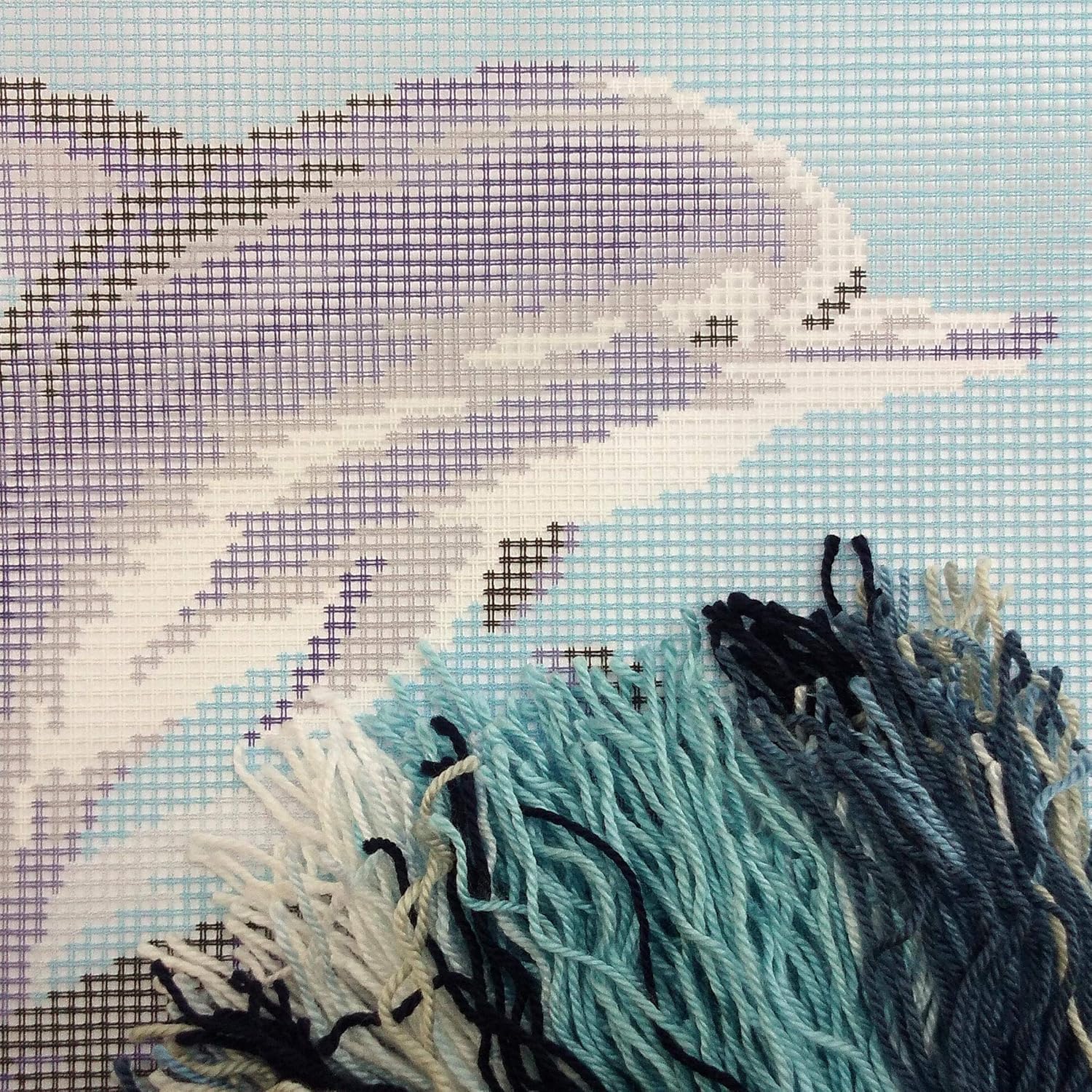 Brvsk Marine Needlepoint Kit for Adults and Beginners — Dolphins 16″ × 16″ with Clear, Precise Printed Design on Cotton Canvas; Includes 2 Needles, Yarn, and Easy-Read Chart