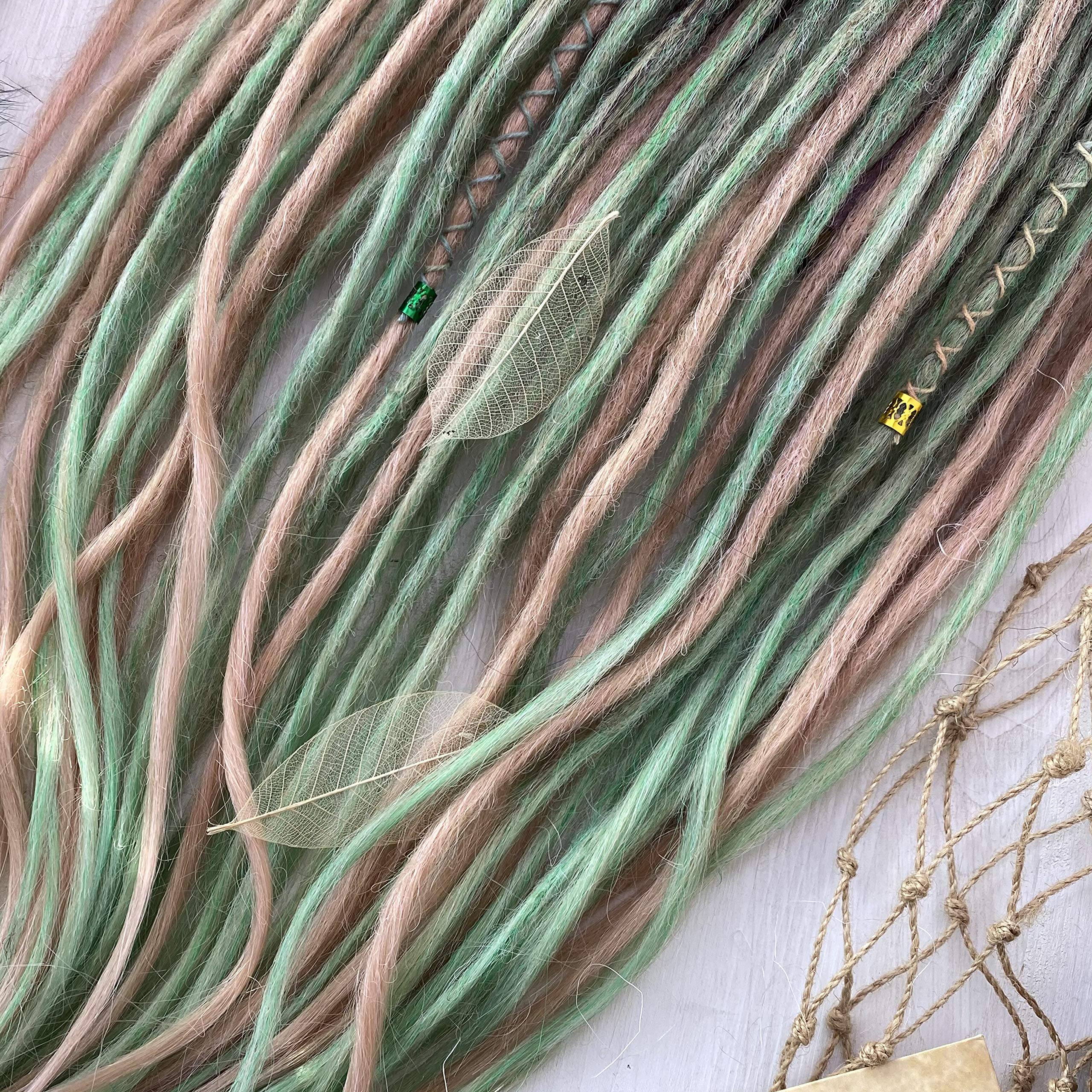 Buy Synthetic Dreads, Natural Light Brown and Green, Ombre Dreads, Synthetic dreads, de dreads