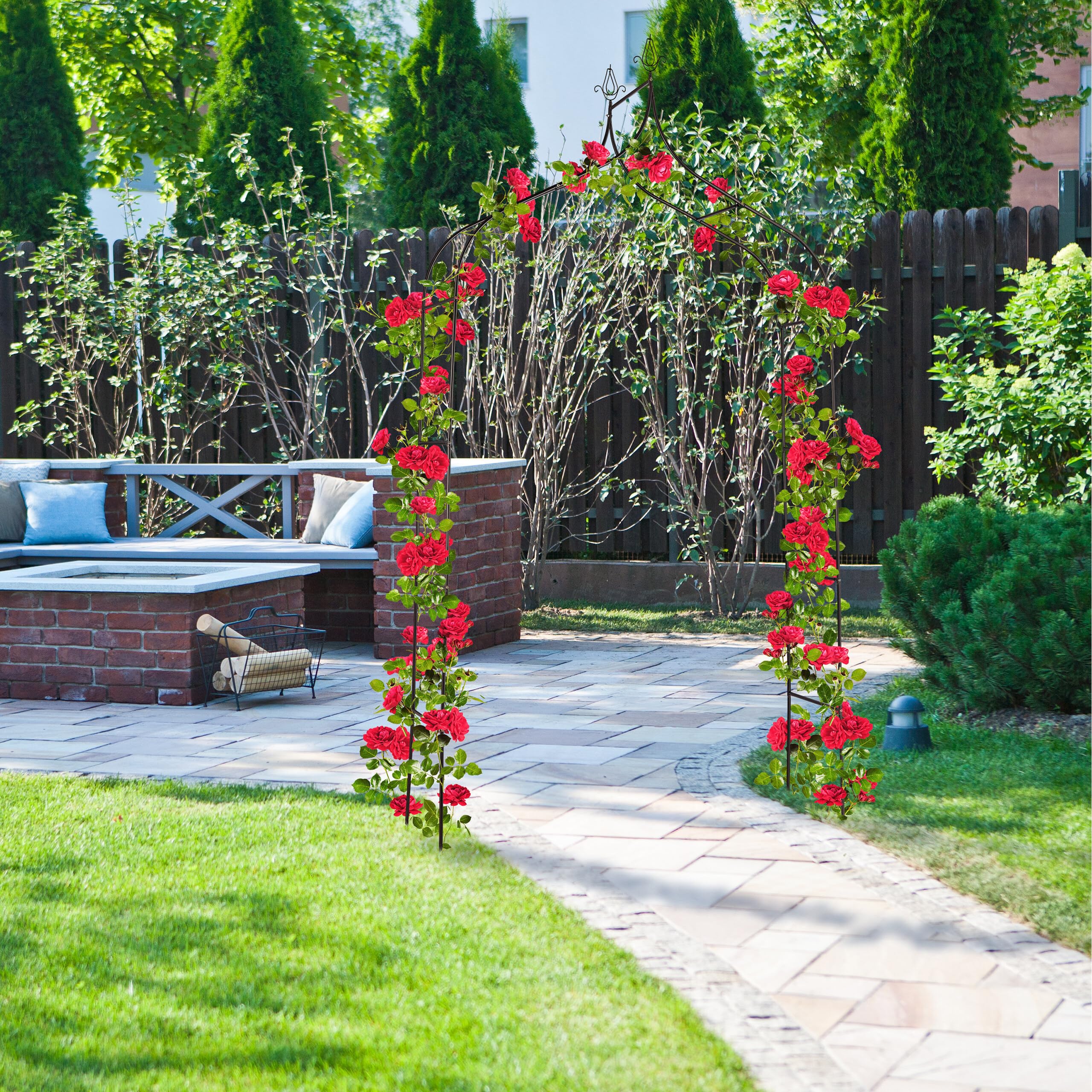 Relaxdays Arco per Rampicanti da Giardino, Sostegno in Ferro per Rose, HxLxP: 260x140x38 cm, Supporto per Piante, Nero