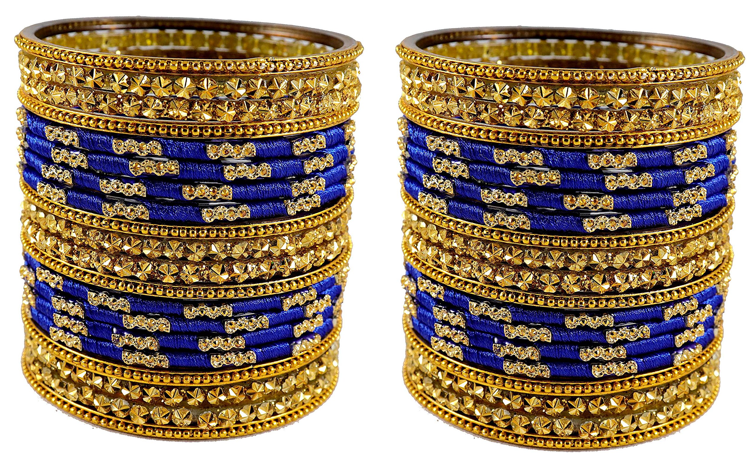 ZULKA Glass with Adhesive Beads Glossy finished Ball Chain linked Silk thread Bangle set for Women/Girls,(Royalblue-2.4 Inches) Pack of 40 Bangles (B0BFFKZ2W2) Amazon Price History, Amazon Price Tracker