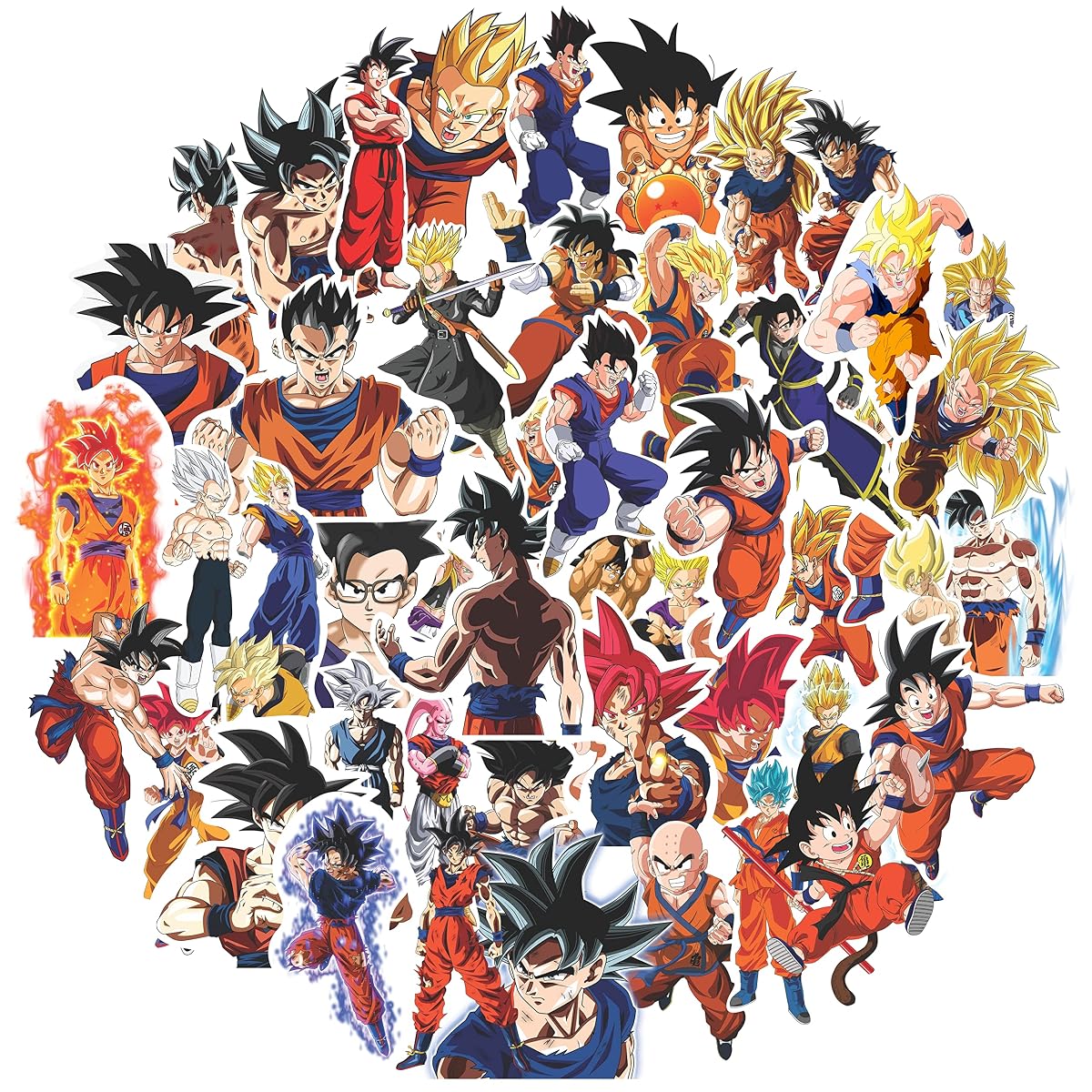 Clickedin - Anime Dragon Ball Self-Adhesive Stickers, No Duplicate 50 Pieces,