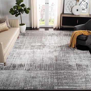 SAFAVIEH Craft Collection Area Rug - 9' x 12', Grey & Dark Grey, Modern Abstract Design, Non-Shedding & Easy Care, Ideal for High Traffic Areas in Living Room, Bedroom (CFT874H)