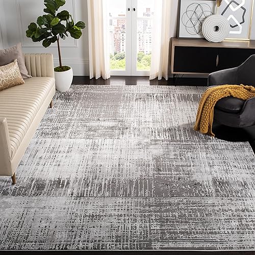 SAFAVIEH Craft Collection Area Rug - 8' x 10', Grey & Dark Grey, Modern Abstract Design, Non-Shedding & Easy Care, Ideal for High Traffic Areas in Living Room, Bedroom (CFT874H)