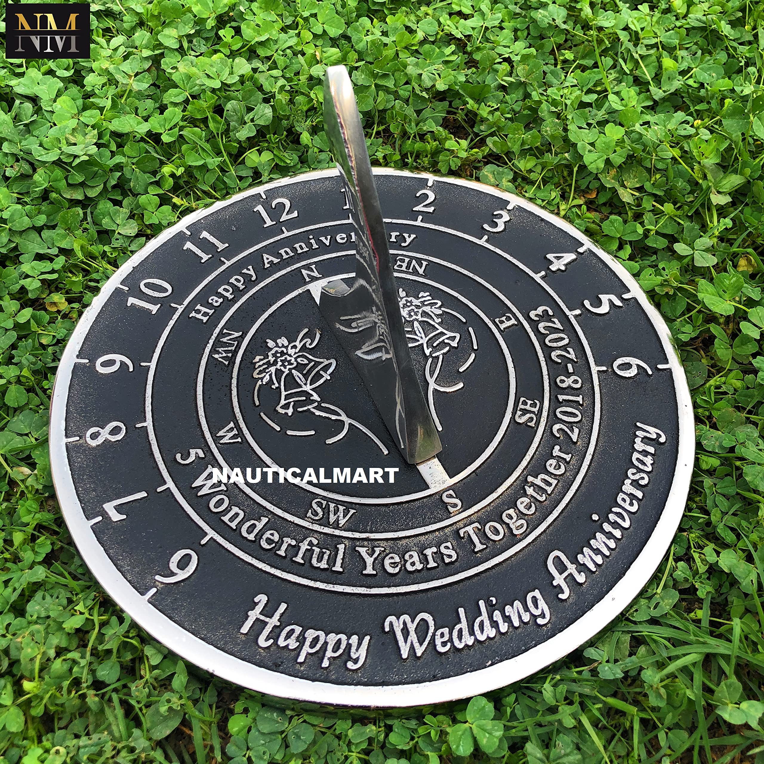 NauticalMart Cadran solaire en bois pour 5e anniversaire de mariage, cadeau pour parents, grands-parents, amis, mari ou femme, couples, lui et elle cadeau de mariage unique 2023 (5e anniversaire)