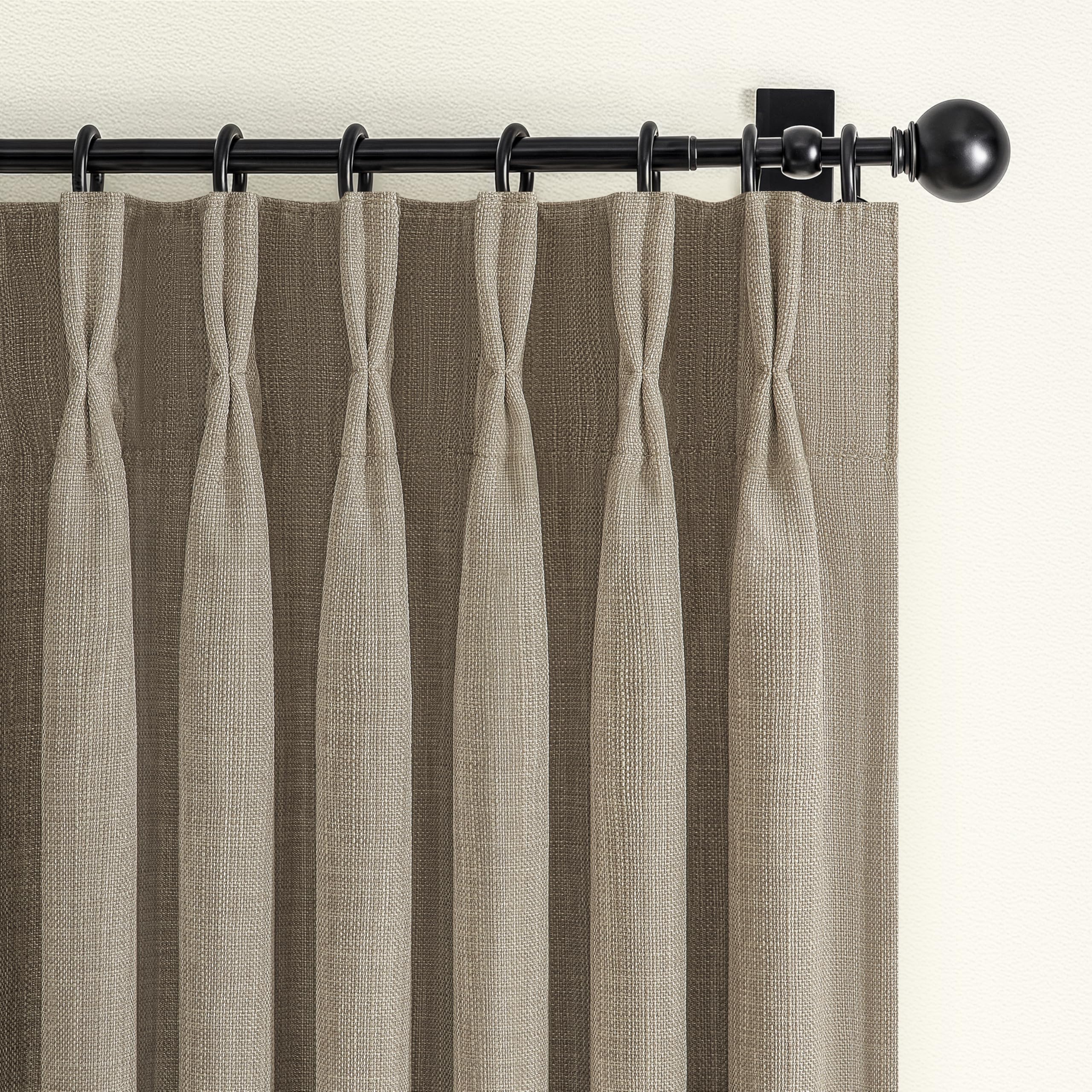 Blackout Pinch Pleated Living Room Curtains 84 Inches Long 2 Panels Set, Memory Trained Oak Taupe Dual Layer Thick Linen Thermal Sound Dampening Neutral Windows Drapes for Dining Room 7 FT Length โ image 1