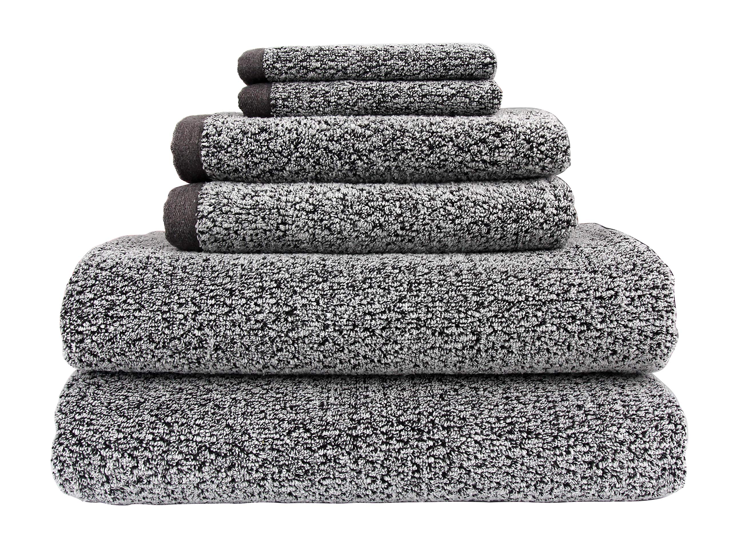 EverplushDiamond Jacquard Recycled 6 Piece Bath Towel Set, 2 Bath Towels, 2 Hand Towels, 2 Washcloths in Grey
