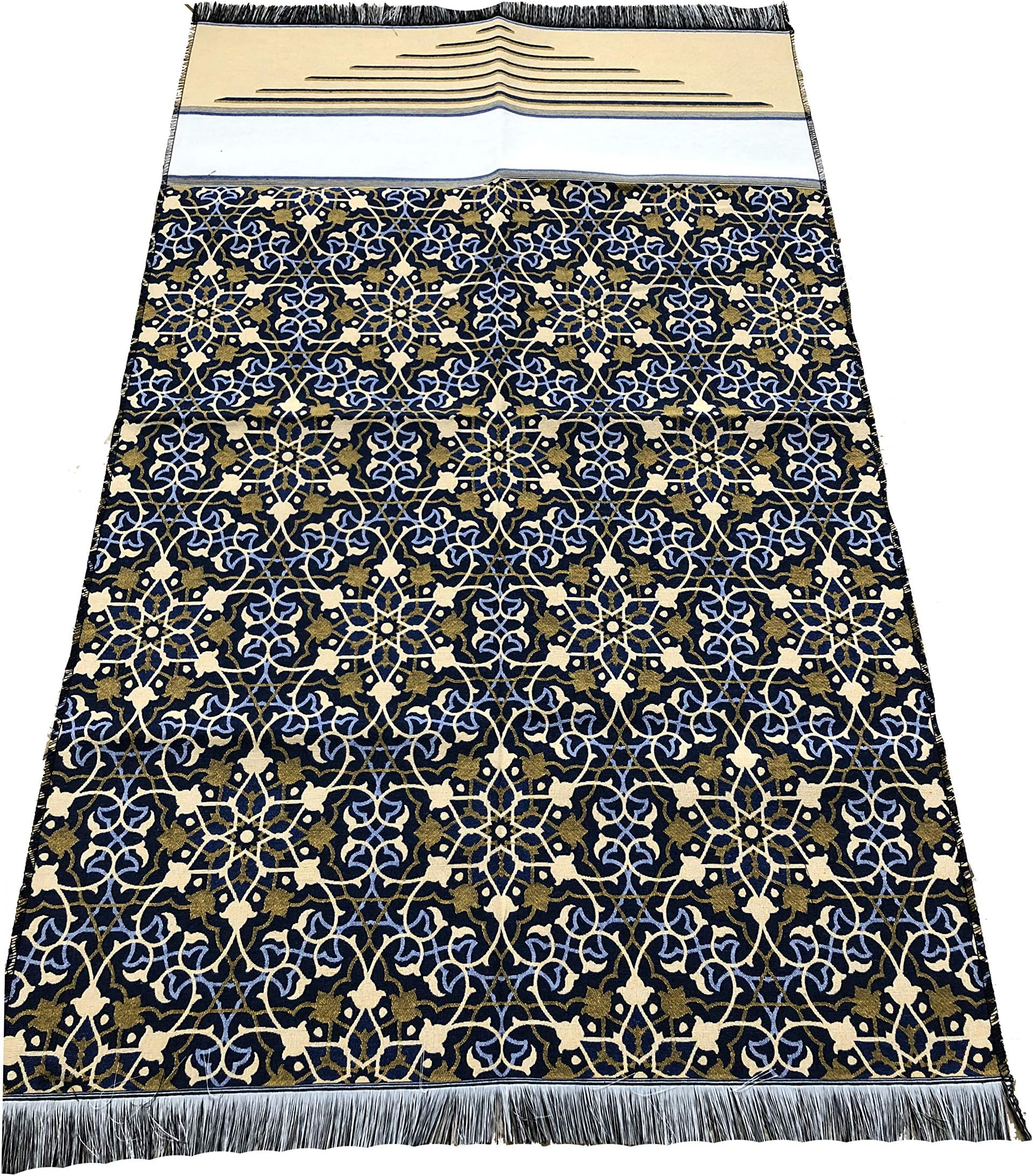 Goblen Silk Brocades Islamic Prayer Rug Janamaz Sajjadah Muslim Namaz Seccade Turkish Prayer Rug (Turquoise)