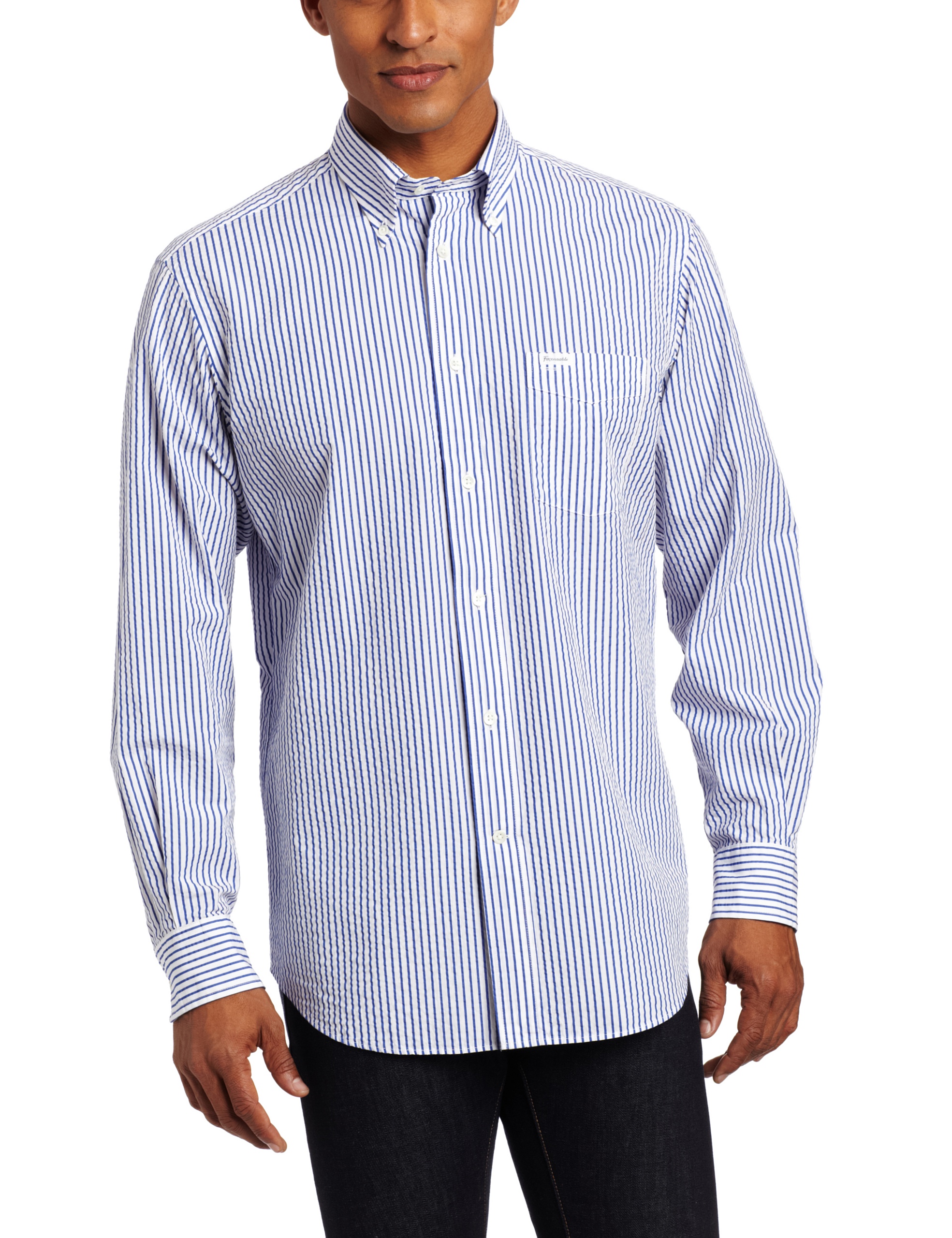 Faconnable Men's Blue Label Classique Fit Striped Woven Shirt