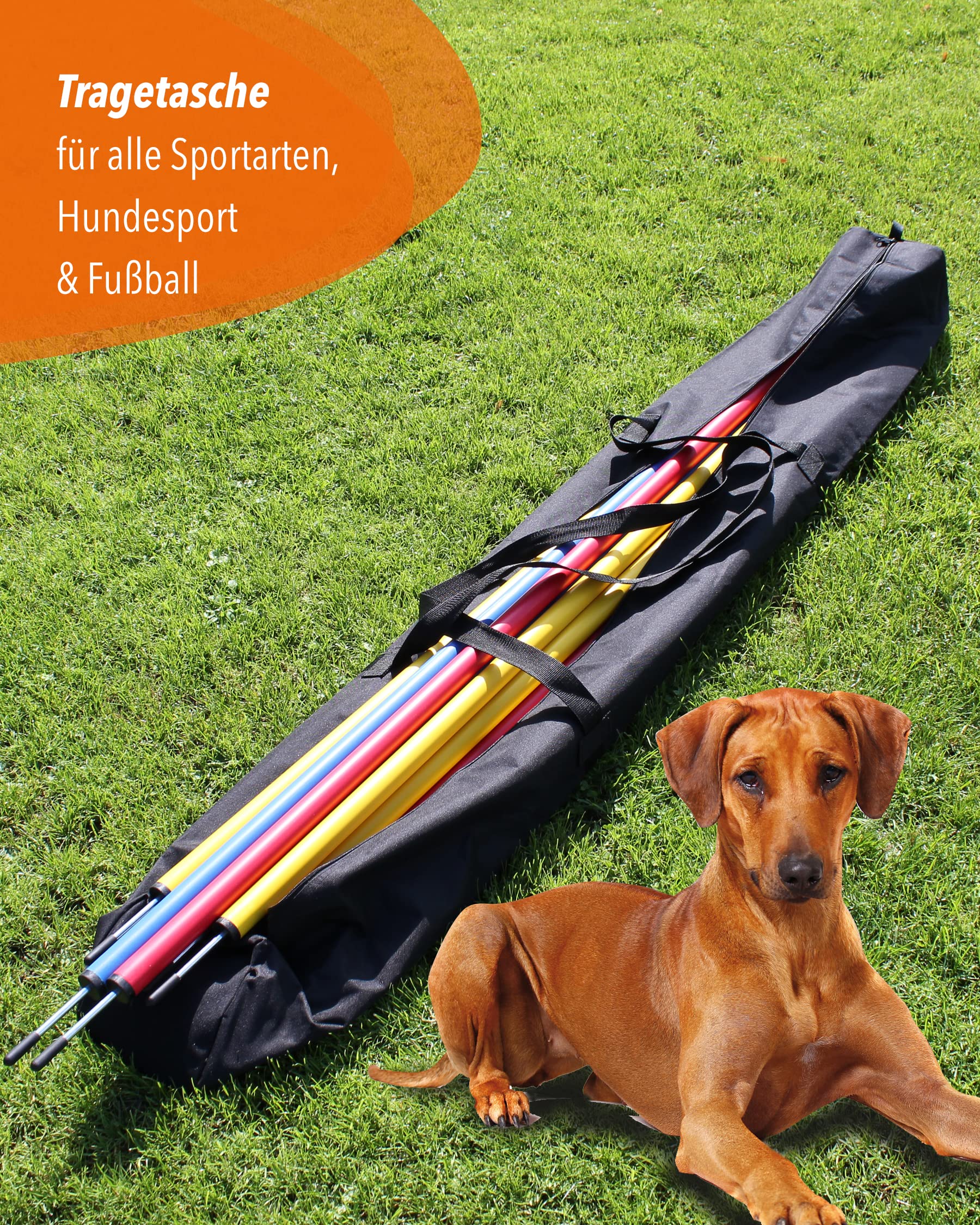 Tragetasche für Stangen bis 180 cm – schwarz, 180 × 18 × 20 cm, strapazierfähig & abwaschbar, mit Schultergurt für Training & Fahnen