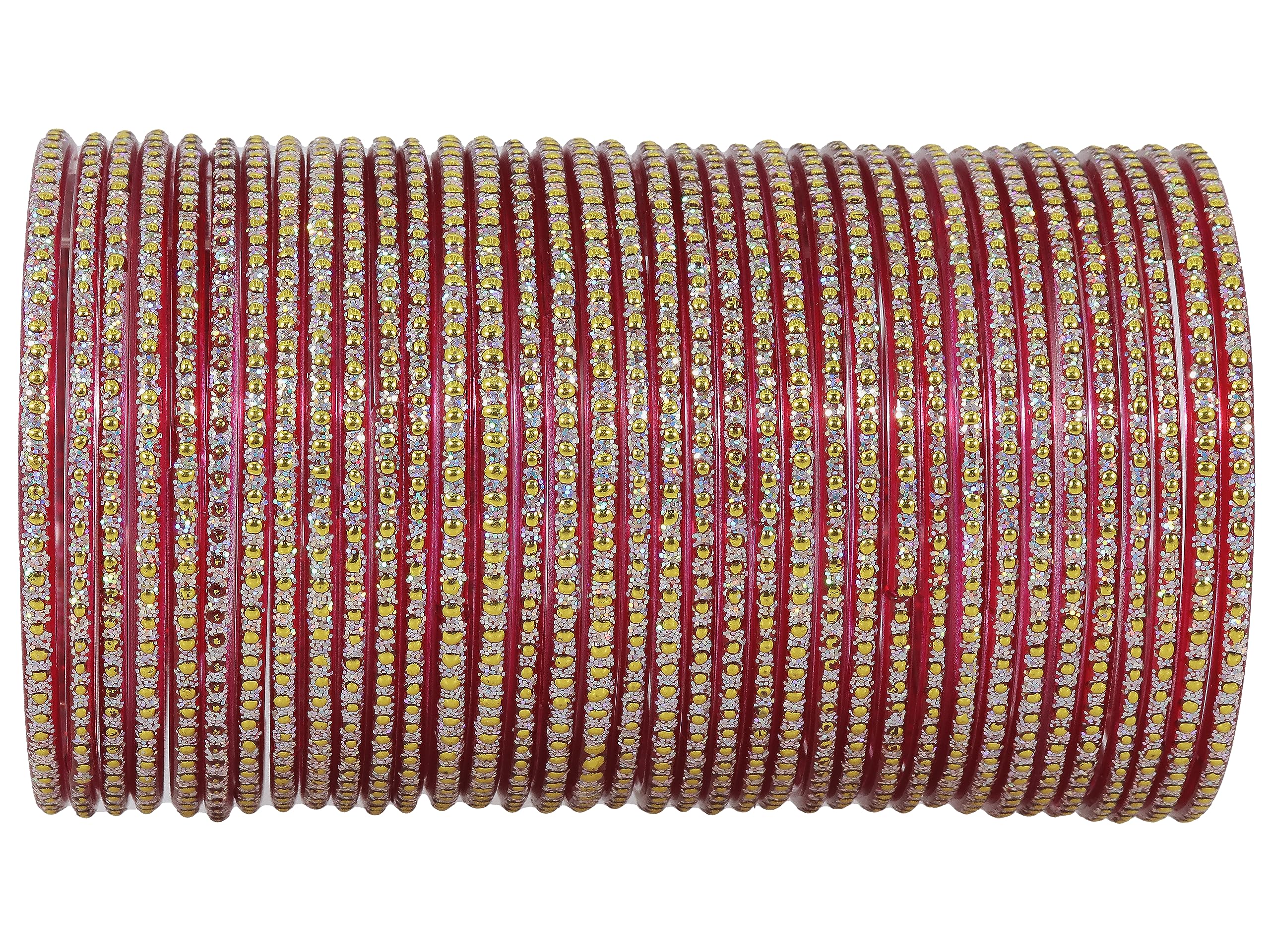 ZULKA Get your traditions Glass with Golden Polka Dots & Glitter Stylish Fancy Bangles Set For Women & Girls | Glass Ban