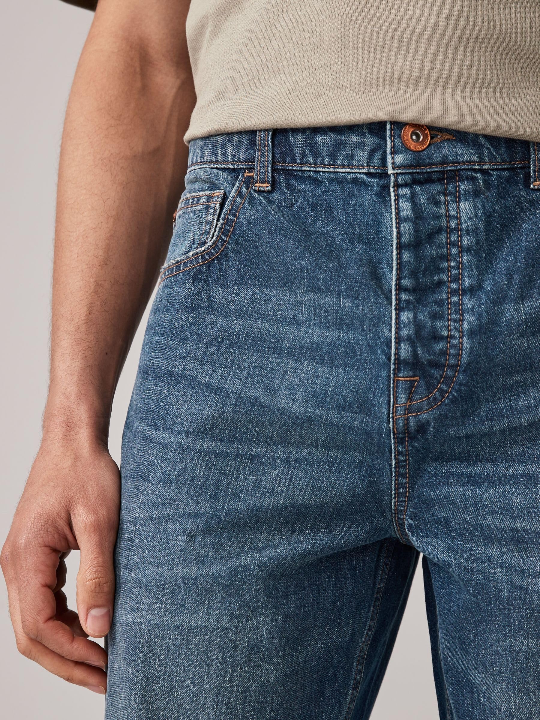 NEXT Mężczyźni Jeansy Authentic o luźnym kroju ze 100% bawełny