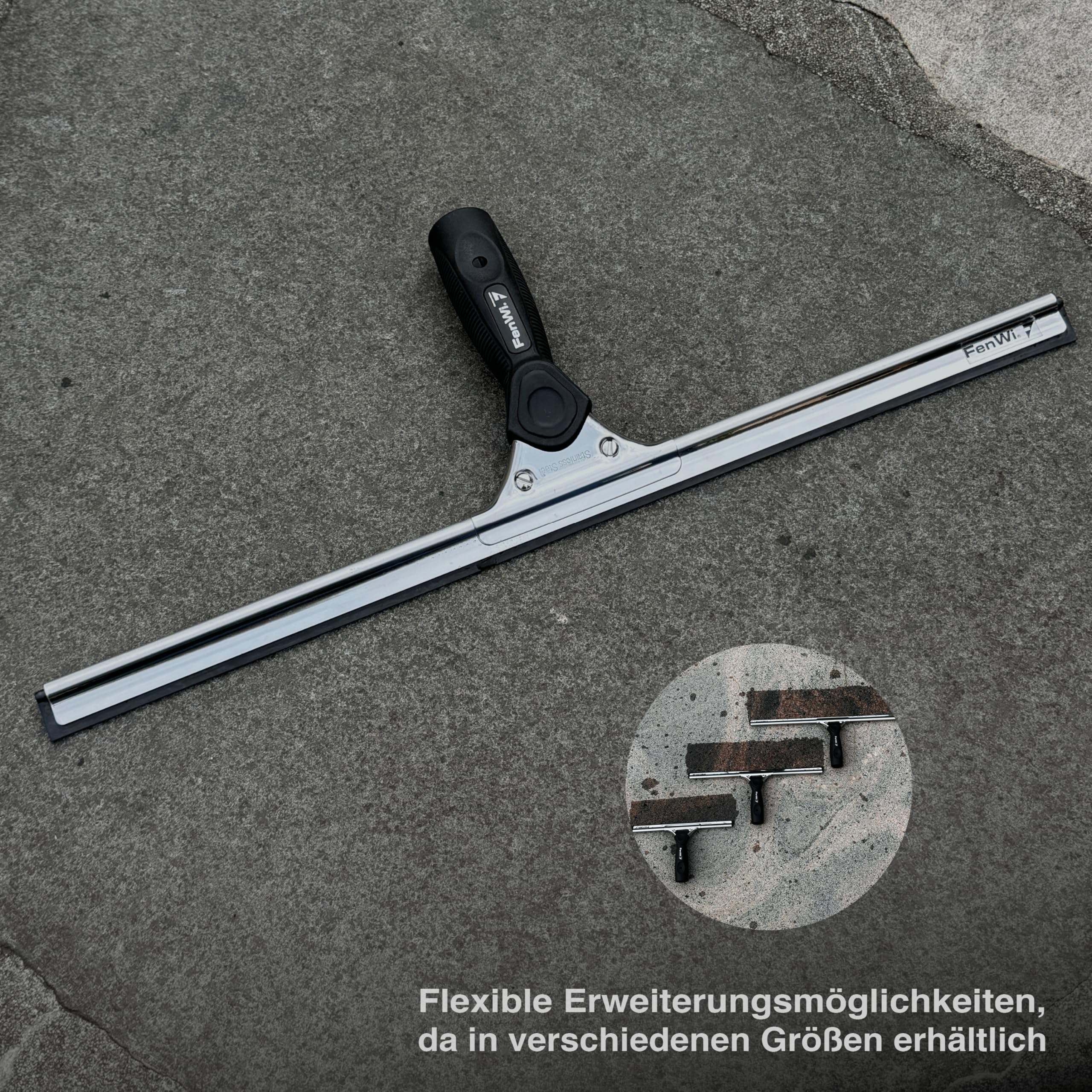 FenWi Fensterabzieher in 45cm Breite/Duschabzieher/breiter Abzieher mit Edelstahl-Abziehschiene für Schaufenster und große Flächen
