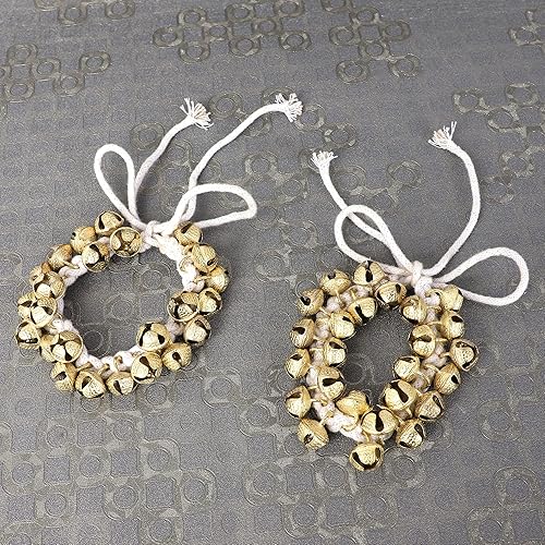 Miniatura 9 de Kathak Ghungroo - Par de 16 campanas grandes atadas con cordón de algodón para tobillera, instrumento musical de la India, accesorios de baile