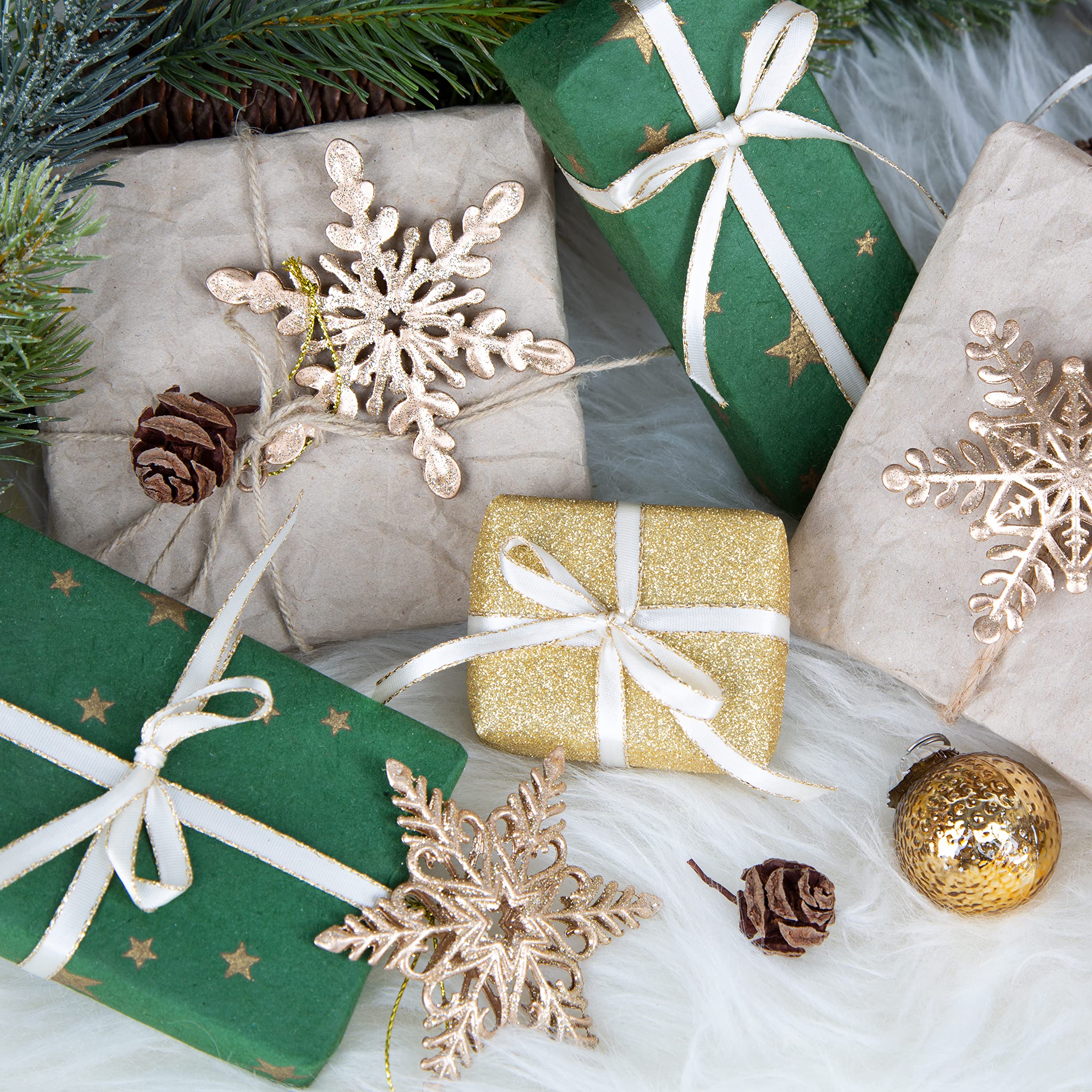 24 Mini Flocons De Neige En Bois 2.5cm - Décoration De Table Noël - Kit DIY - Couleurs Blanc Et Naturel - 8