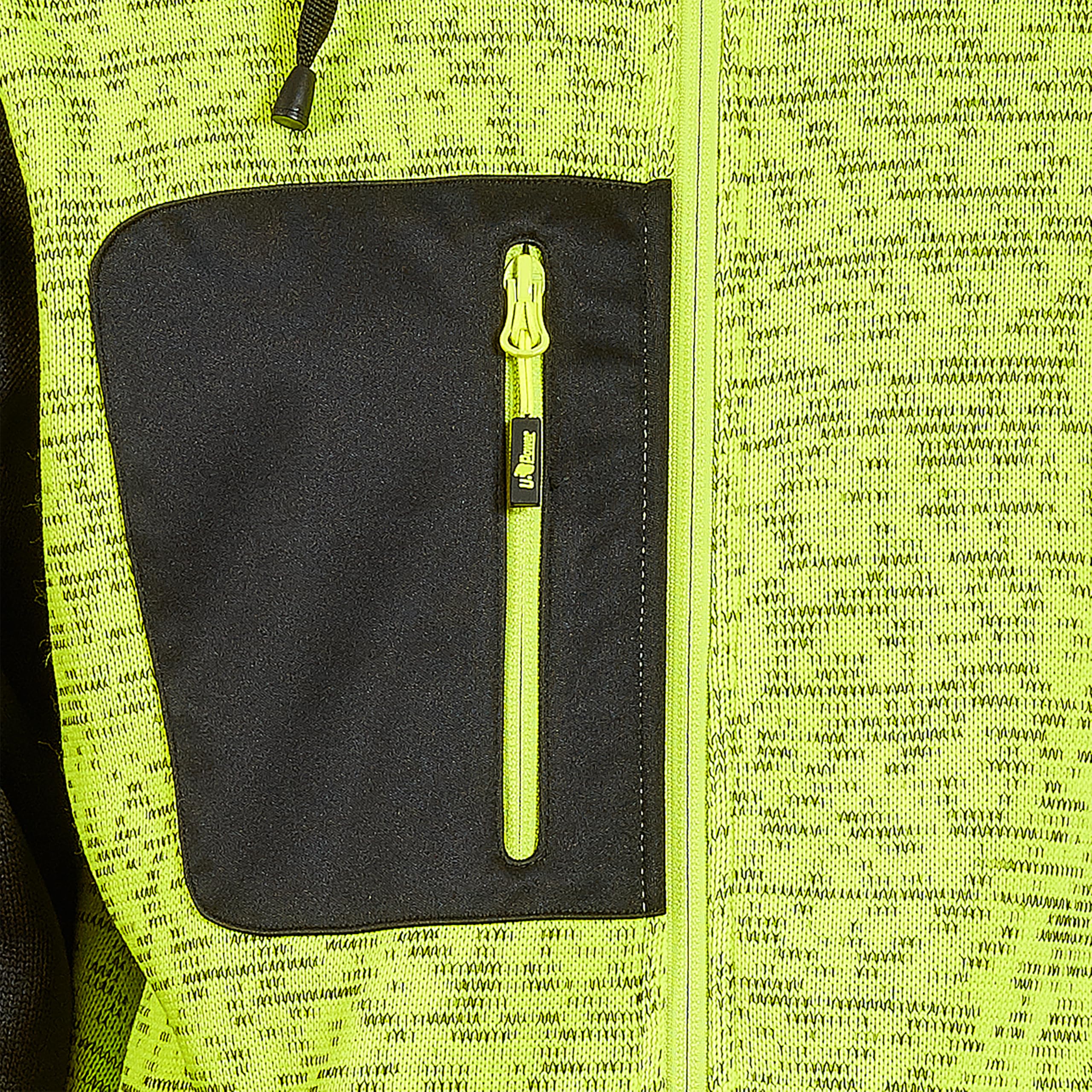 U-Power Rainbow, Full Zip Sweatshirt, with Large Pockets, Soft Fleece, Cotton Stretch Fabric, High Collar, Adjustable Hood, Comfortable Winterwear - YELLOW FLUO M