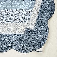 Vista 3 de Modern Heirloom Colcha acolchada bordada floral azul - Ropa de cama ligera transpirable para todas las estaciones, tamaño matrimonial