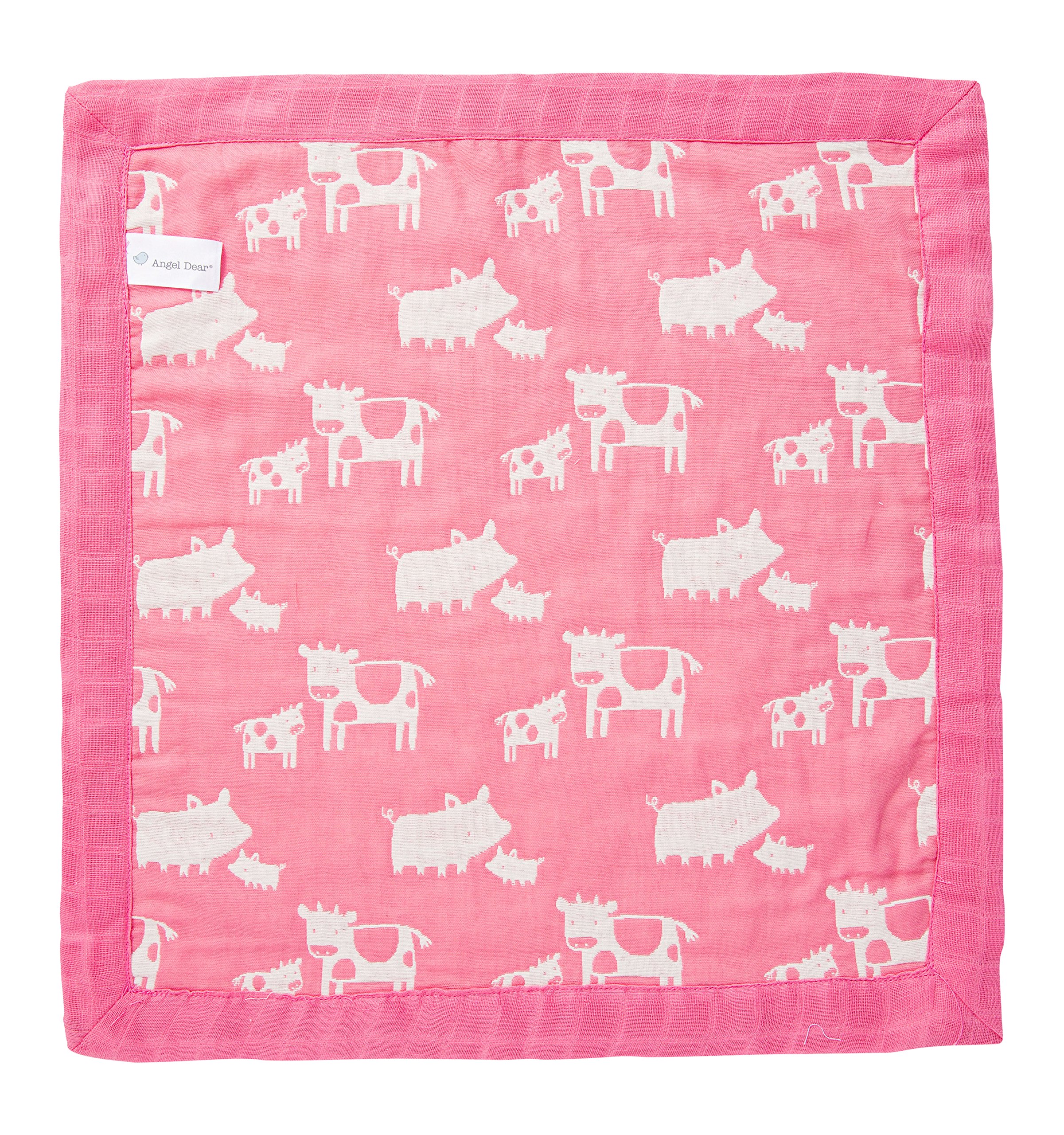 Angel Dear 2-Pack Jacquard Muslin Blankies, Farm Animal Blue - Baby Security Blankets - View #7