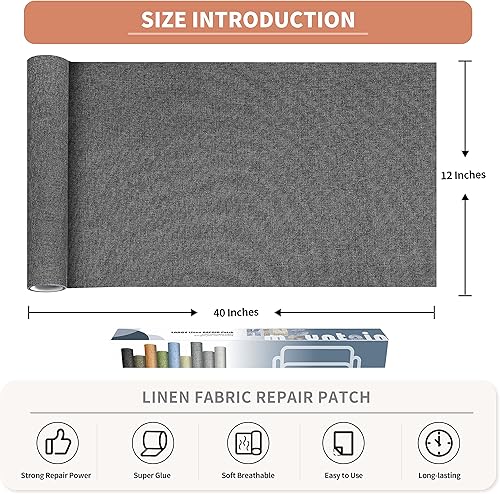 Vista 363 de Parches de reparación de lino grueso, parches de tela de lino autoadhesivos, 8 x 11 pulgadas, 2 unidades, multicolor, se pueden utilizar