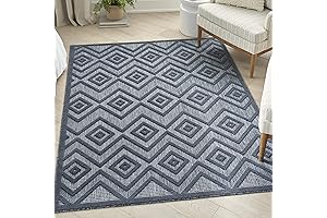 Nourison Navy 5x7 Easy-Clean, Non-Shedding Indoor/Outdoor Area Rug