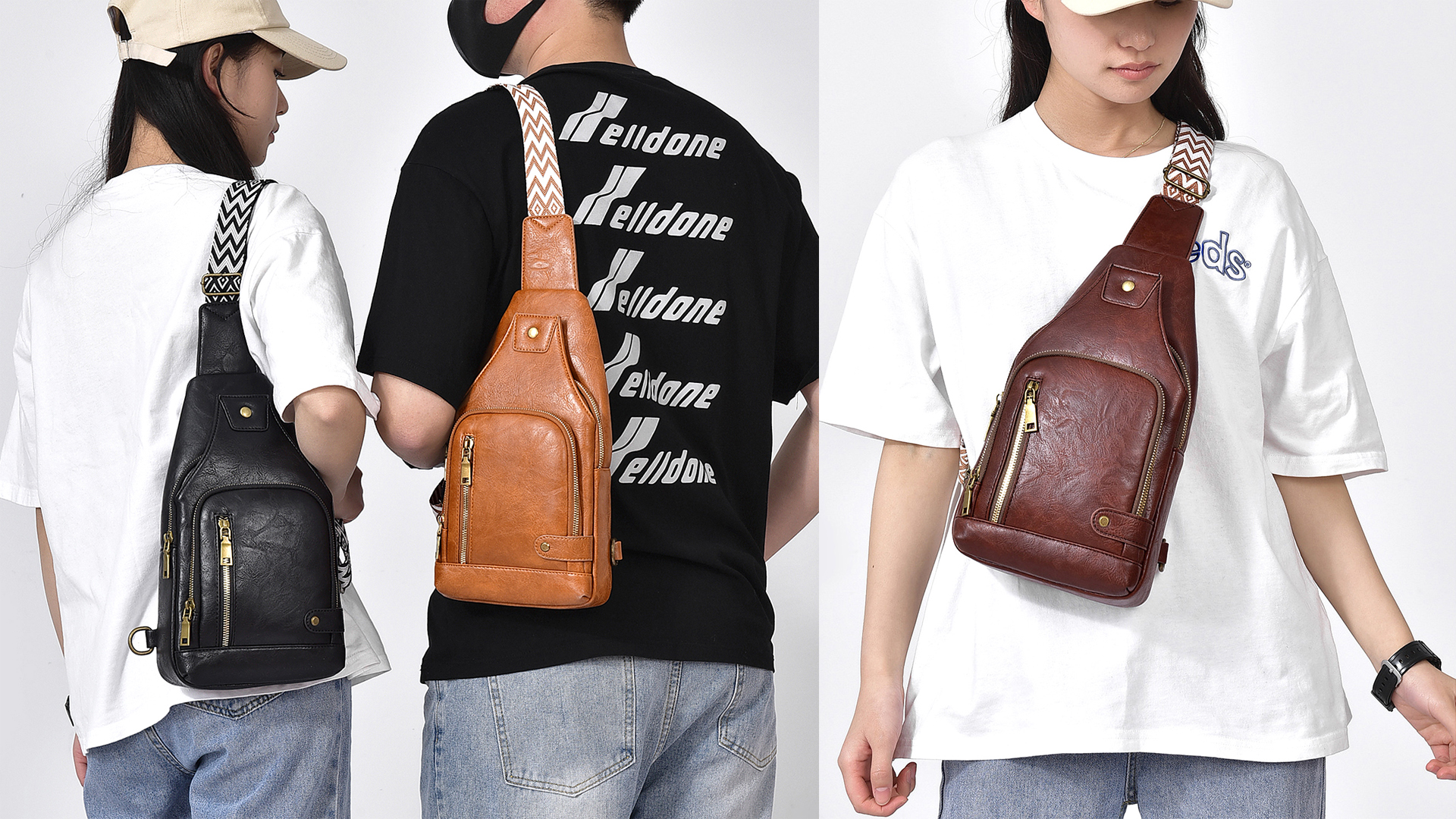 Tasca Zip Multifunzione Borsa A Tracolla In Pelle Per Uomo