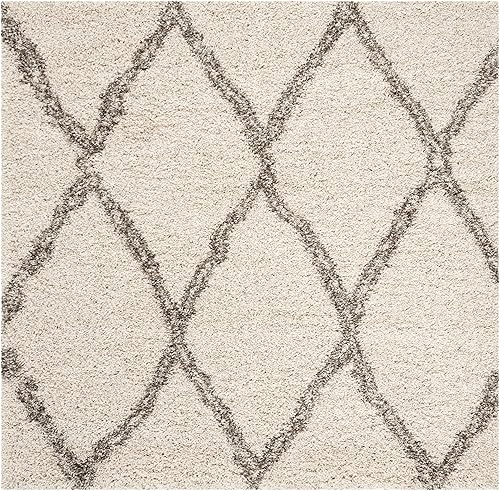 Miniatura 2 de SAFAVIEH Hudson Shag Collection SGH329A - Alfombra cuadrada de felpa de 5 pies con diseño de enrejado marroquí que no desprende pelusa para sala de