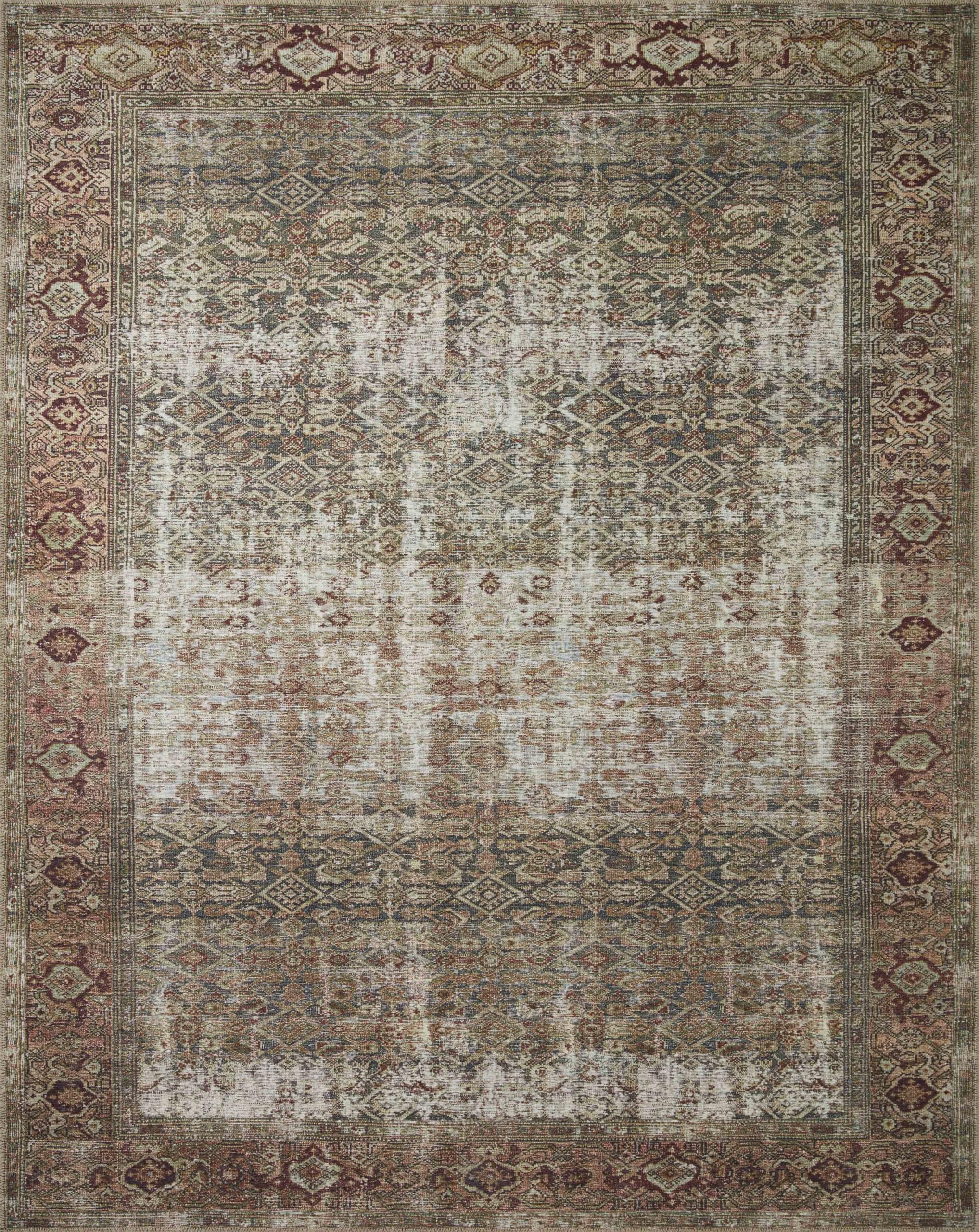 Loloi Amber Lewis Georgie Collection GER-07 Moss/Salmon 7'-6" x 9'-6", .19" Pile Height, Area Rug