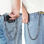 furid Genuine Leather Chain Wallet: Chain Wallet with Bifold Zipper Coin Pocket - RFID Mens Wallet with Anti-Theft Chain - Leather Card Holder - Gifts for Father on Father's Day