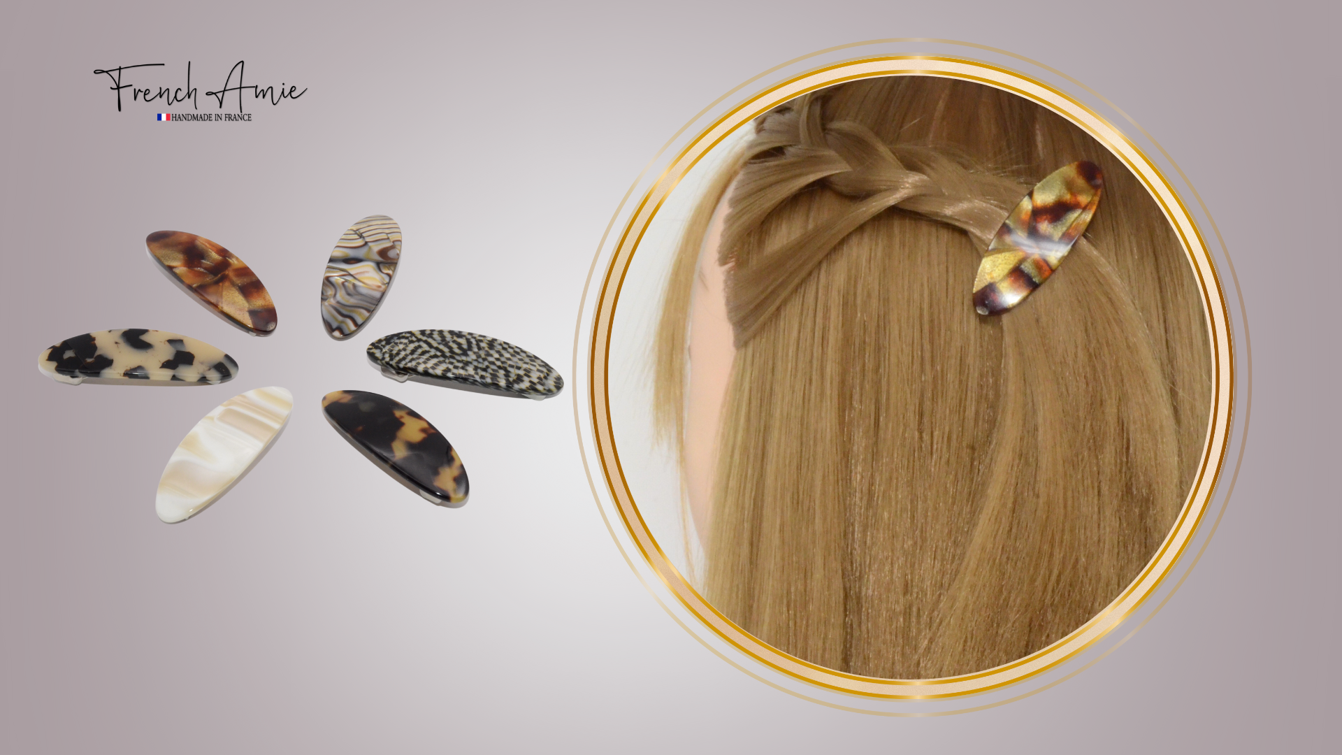 Amazon.com : French Amie Oval Hair Barrettes Set of 6 Small  display picture 3