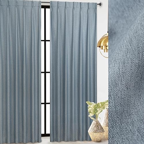 Miniatura 10 de DriftAway Cortinas opacas plisadas de 96 pulgadas de largo para dormitorio, juego de 2 paneles de cortinas texturizadas de lino para sala de estar,