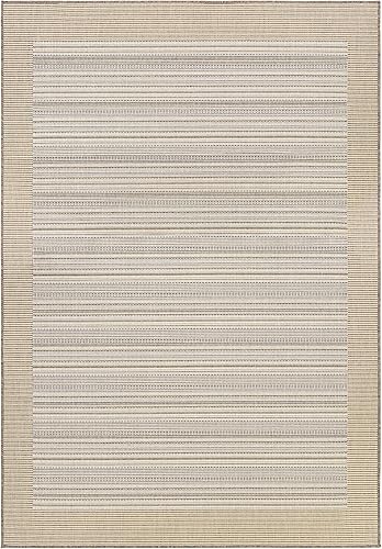 Couristan Mónaco - Alfombra rectangular de 3 pies 9 pulgadas x 5 pies 5 pulgadas, color cacao natural y marfil, lavable con manguera, apta para disponible en Yaxa Peru