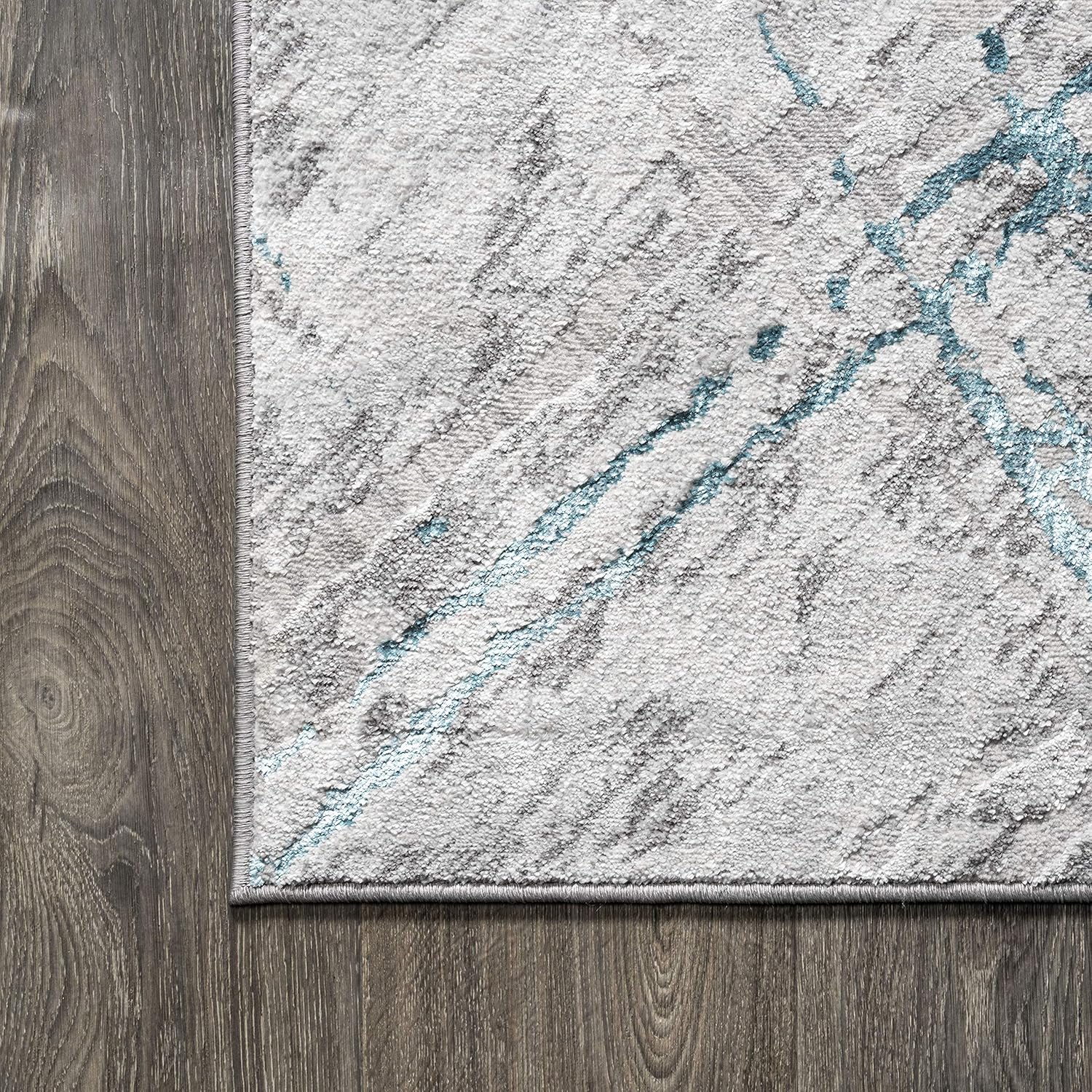 JONATHAN Y Slant Abstract Gray/Turquoise Runner Rug 2X10 ft, Modern for Living Room, Bedroom, Kitchen, Office, Easy-Cleaning, High Traffic, Pet-Friendly, Non-Shedding SOR201A-210