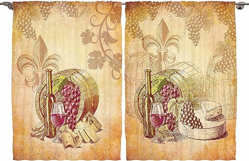 Miniatura 36 de Ambesonne - Cortinas de flores para la cocina, girasoles de verano en acuarela con tonos pastel suaves y pétalos grandes, juego de 2 cortinas para