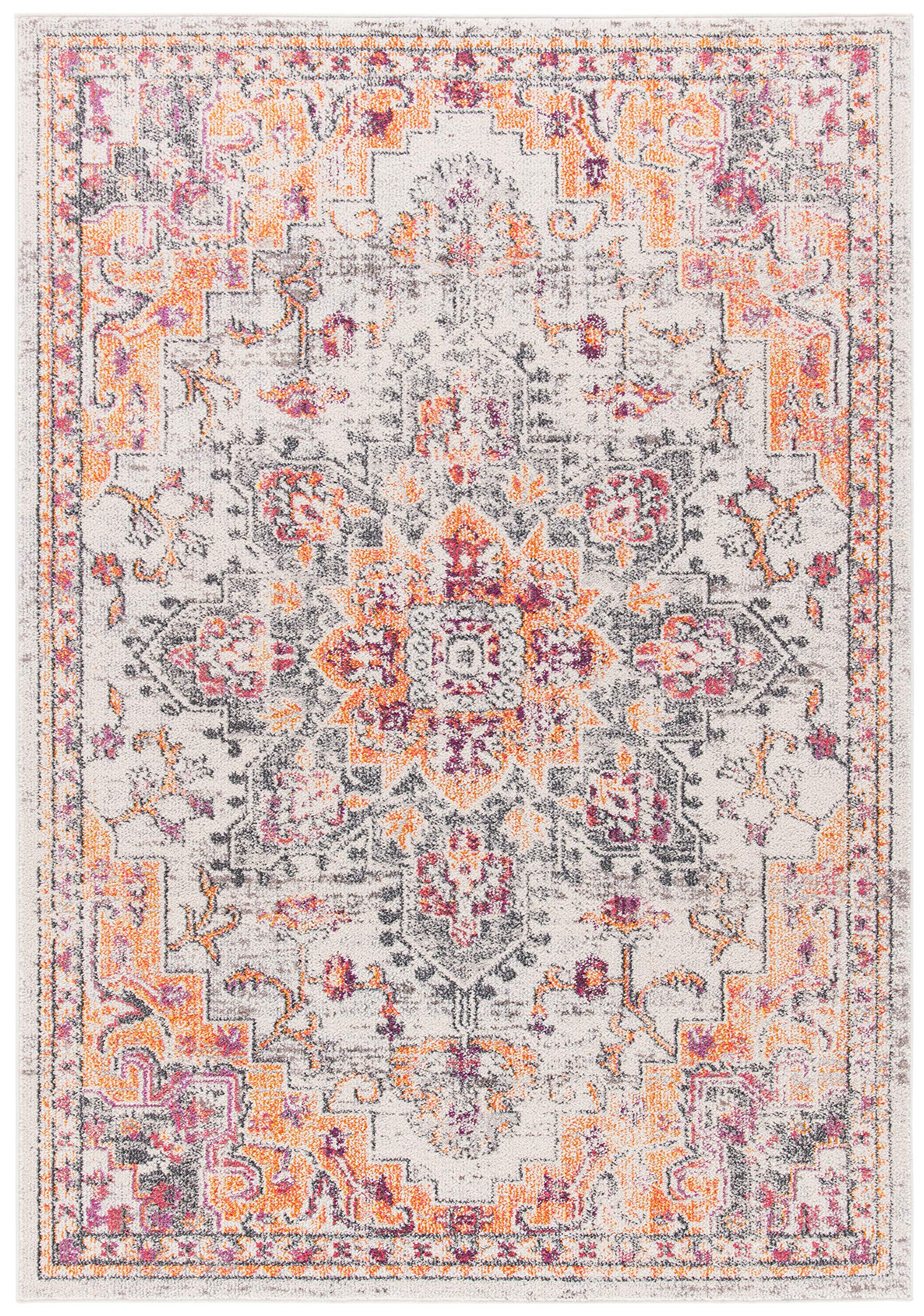 Safavieh Boho Rug for Living Room Dining Room, Bedroom - Madison Collection, Short Pile, in Beige and Orange, 91 X 152 cm - Image 3