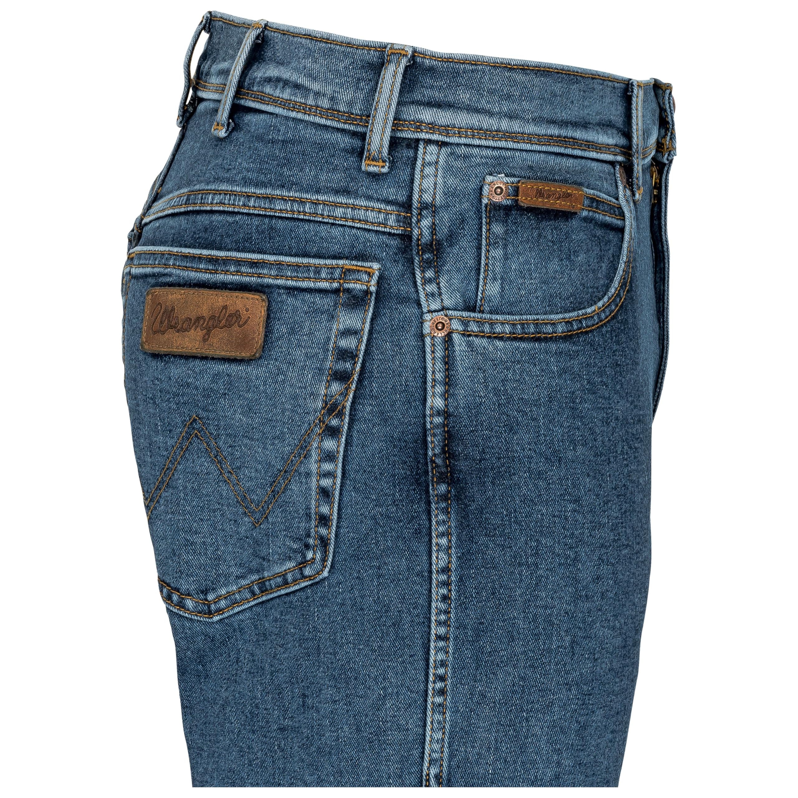 Wrangler Texas Herren-Stretchjeans Regular Fit Authentic Straight in verschiedenen Waschungen mit Gürtel in schwarz oder braun