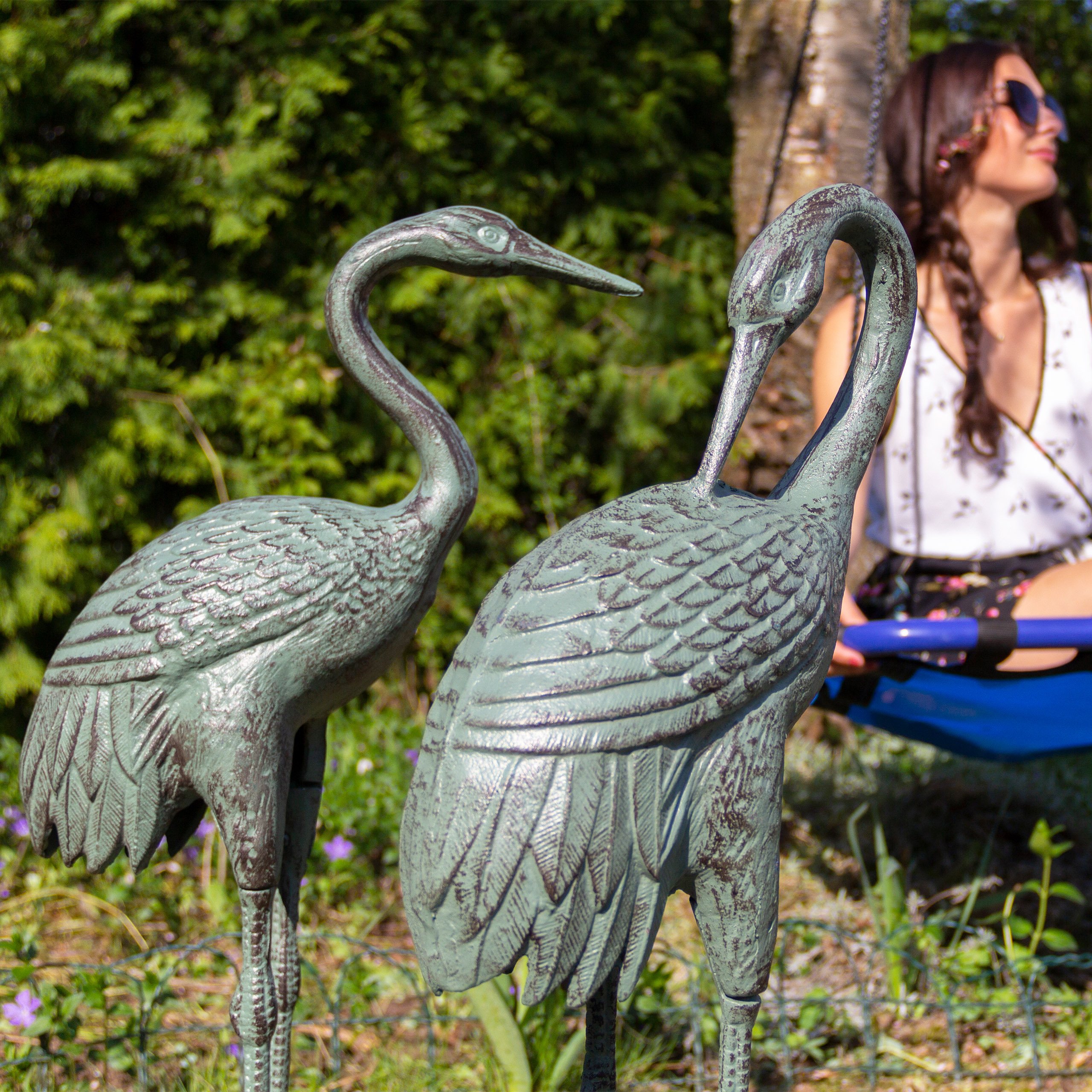 Relaxdays Figura Decoración Jardín, Metal, Verde, 72 x 32 x 22 cm