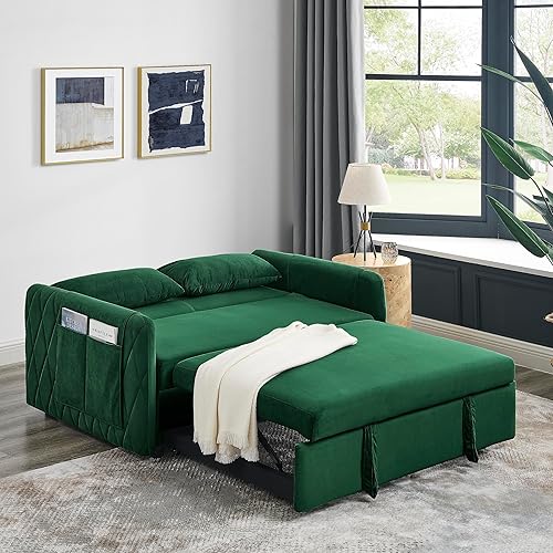 Miniatura 7 de YUNLife&Home Moderno sofá biplaza tapizado tipo futón convertible a sofá cama, sofá biplaza Love de 2 asientos con respaldo ajustable para sala de