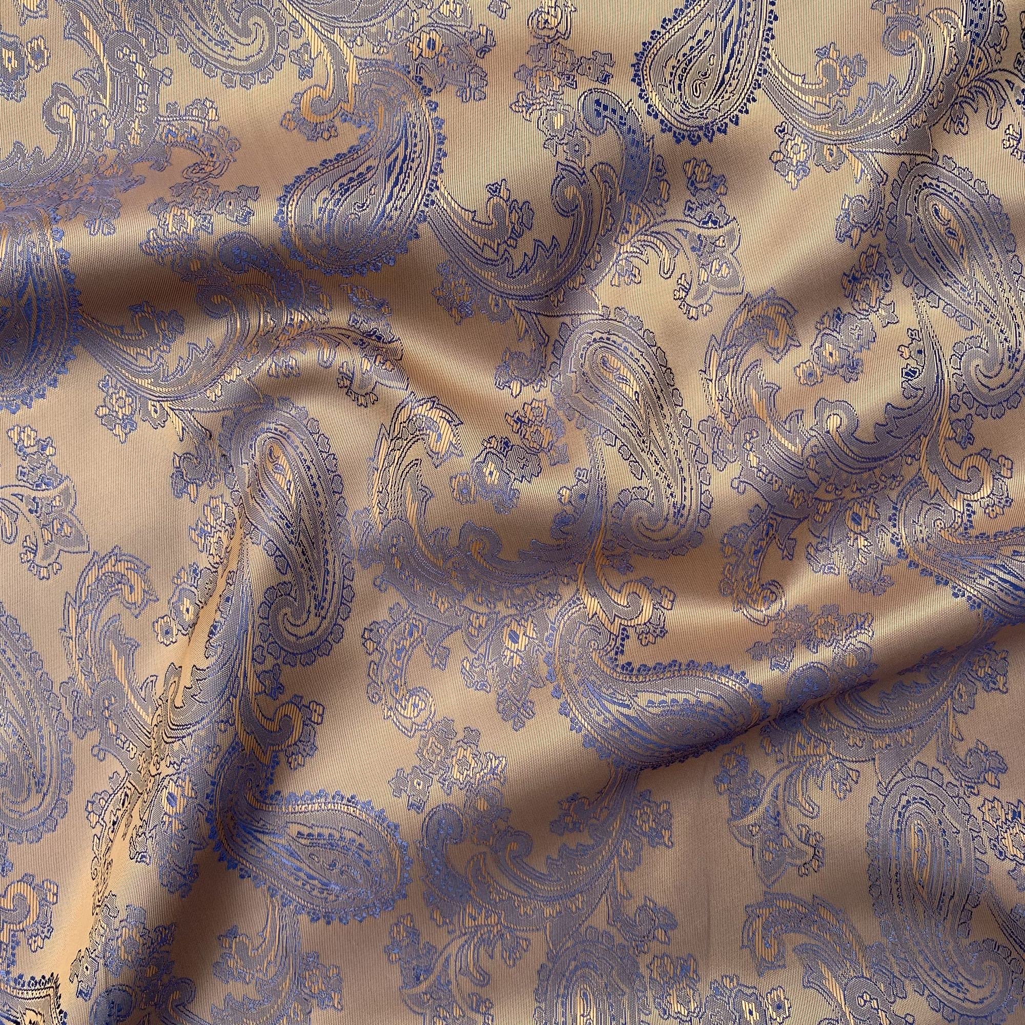 Discover Lifestyle & Fashion Fabrics Rust / Blue Paisley Jacquard Poly Viscose Woven Upholstery Dress Suit Lining Draping Fabric Material | 59" - 150Cm Wide (Per Half Metre, Rust/Blue)